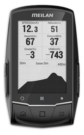 Meilan fietscomputer GPS-navigatie oplaadbaar 2,6 inch zwart