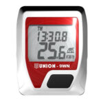 Union fietscomputer 9WN draadloos rood/zilver 9 functies