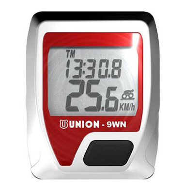 Union fietscomputer 9WN draadloos rood/zilver 9 functies